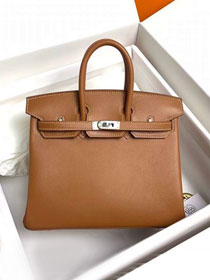 Hermes original swift leather birkin 25 bag H25-5 gold brown