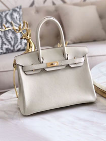 Hermes original togo leather birkin 25 bag H25-1 craie white