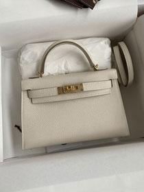 Hermes original epsom leather mini kelly 19 bag K0019 craie