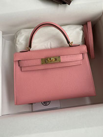 Hermes original epsom leather mini kelly 19 bag K0019 rose confetti 