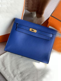 Hermes original evercolor leather kelly danse bag KD022 blue electrique