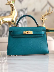 Hermes original goatskin mini kelly 19 bag KG0019 turquoise blue