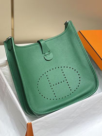 Hermes original togo leather evelyne pm shoulder bag E29 vert fonce