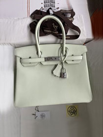 Hermes original epsom leather birkin 25 bag H25-3 vert fizz