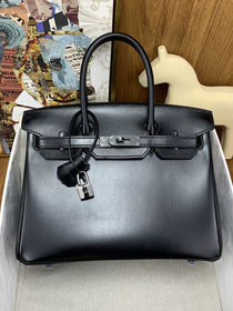 Hermes original box leather birkin 35 bag H35 black