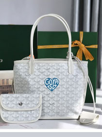 Goyard original calfskin&canvas reversible anjou mini bag GY0086-2 white