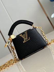 Louis vuitton original calfskin capucines micro bag M02132 black