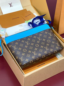 Louis vuitton original monogram canvas pochette voyage souple M13199 blue