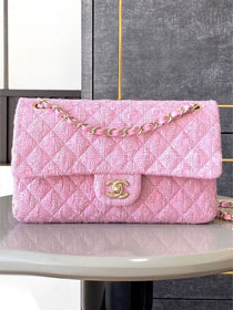 CC original tweed medium flap bag A01112 pink