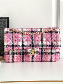 CC original tweed medium flap bag A01112 pink&black