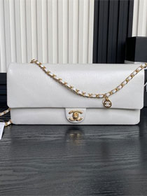 CC original grained calfskin flap bag AS5182 white