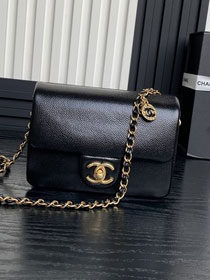 CC original grained calfskin mini flap bag AS5218 black