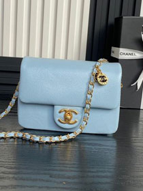 CC original grained calfskin mini flap bag AS5218 blue