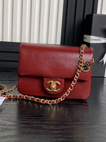 CC original grained calfskin mini flap bag AS5218 red