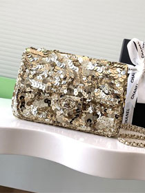 CC original sequins flap bag AS4561 gold