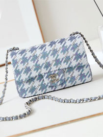 CC original sequins small flap bag AS4298 blue