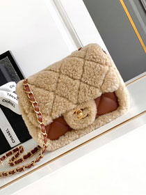 CC original shearling small flap bag AS5148 beige