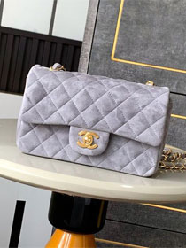 CC original suede calfskin mini flap bag A69900 grey