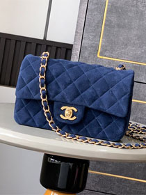 CC original suede calfskin mini flap bag A69900 navy blue