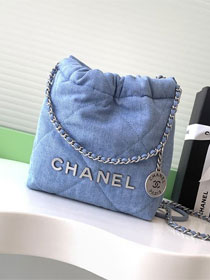 CC original denim 22 mini handbag AS3980 blue