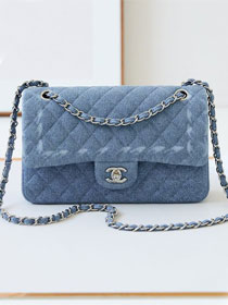 CC original denim medium flap bag A01112 blue