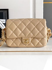 CC original lambskin small flap bag AS5174 beige