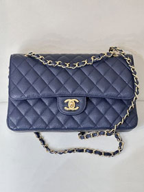 CC original HASS factory grained calfskin medium flap bag A01112 navy blue