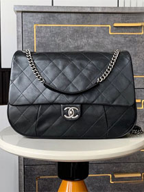 CC original calfskin large flap bag AS6058 black