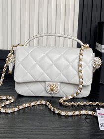 CC original lambskin top handle flap bag AS5317 white