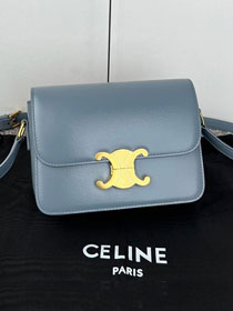 Celine original calfskin small triomphe bag 188423 blue grey