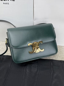 Celine original calfskin small triomphe bag 188423 dark green