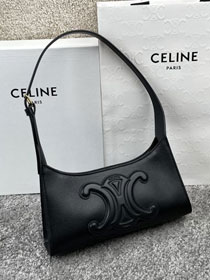 Celine original calfskin triomphe shoulder bag 198153 black