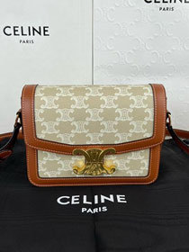 Celine original canvas small triomphe bag 188423 beige