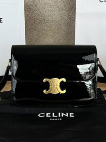 Celine original patent calfskin medium triomphe bag 187363 black