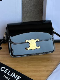 Celine original patent calfskin small triomphe bag 188423 black