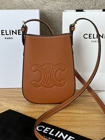 celine original calfskin phone case 10M753 tan