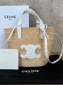 Celine original raffia supple tote handbag 115802 white