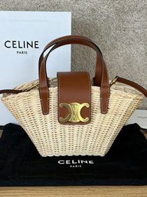 Celine original wicker couffin tote handbag 116572 tan