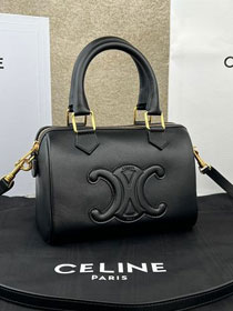 Celine original calfskin triomphe small boston bag 113773 black