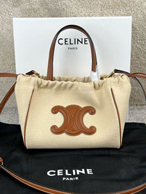 Celine original canvas small cabas drawstring 111013 natural