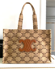 Celine original textile large cabas thais 196762 beige