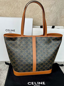 Celine original triomphe canvas medium cabas 115072 tan