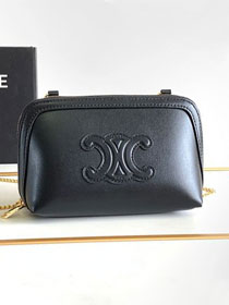 Celine original calfskin clutch with chain 10E382 black