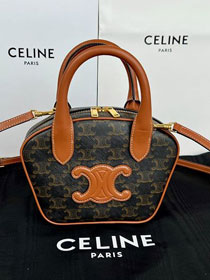 Celine original canvas small bowling bag 110462 tan