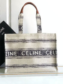 Celine original textile large cabas thais 196762 white&grey