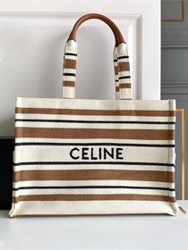 Celine original textile large cabas thais 196762 white&tan