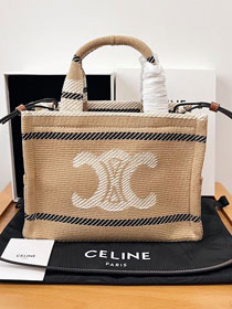 Celine original textile small cabas thais 199162 apricot&white