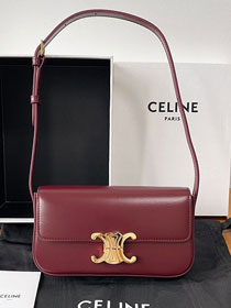 Celine original calfskin triomphe shoulder bag 194143 bordeaux