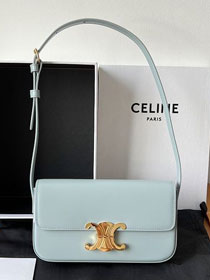 Celine original calfskin triomphe shoulder bag 194143 lake blue