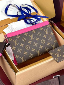 Louis vuitton original monogram canvas wearable wallet M81124 rose red